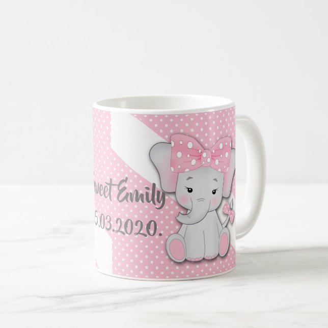 Caneca De Café Elefante bonitinho de desenho animado em polca bra (Frente Esquerda)