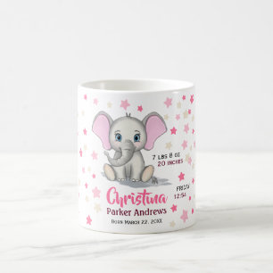 Caneca De Café Elefante Bonito de Bebê com Estatuagens de Nascim