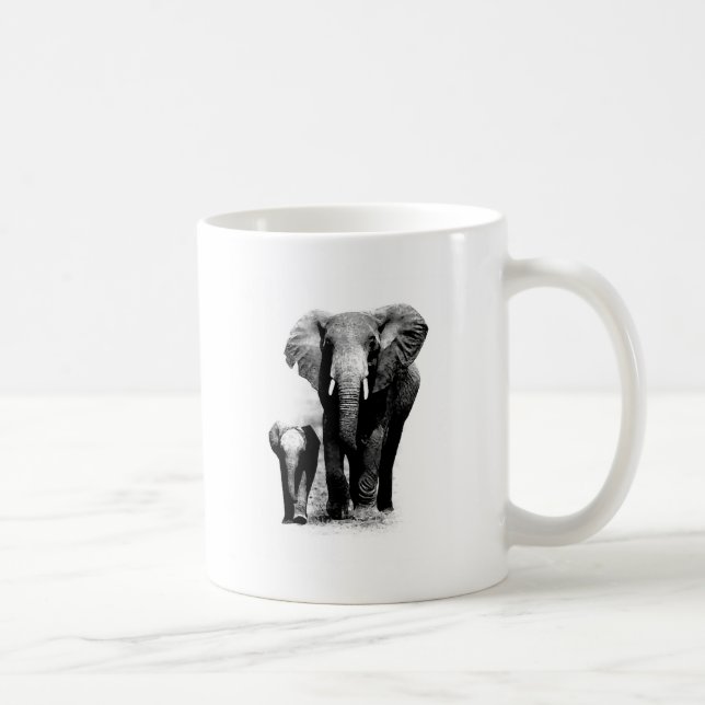 Caneca De Café Elefante BW e Elefante para Bebês (Direita)