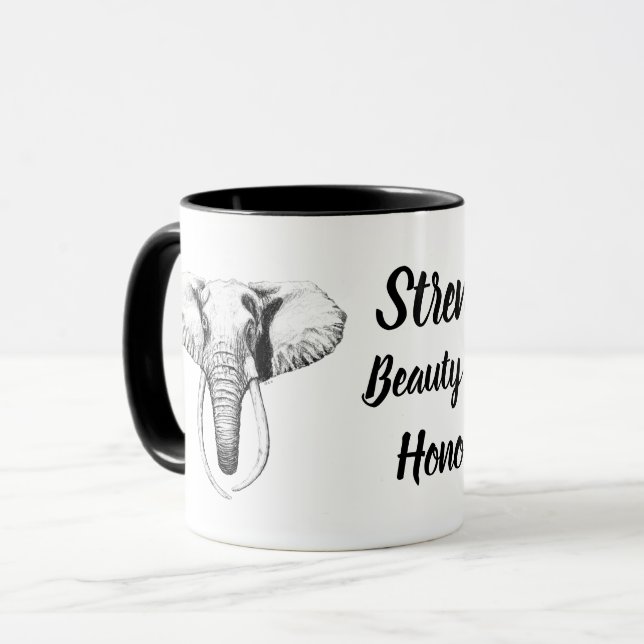 Caneca de café elefante, caneca motivadora (Frente Esquerda)