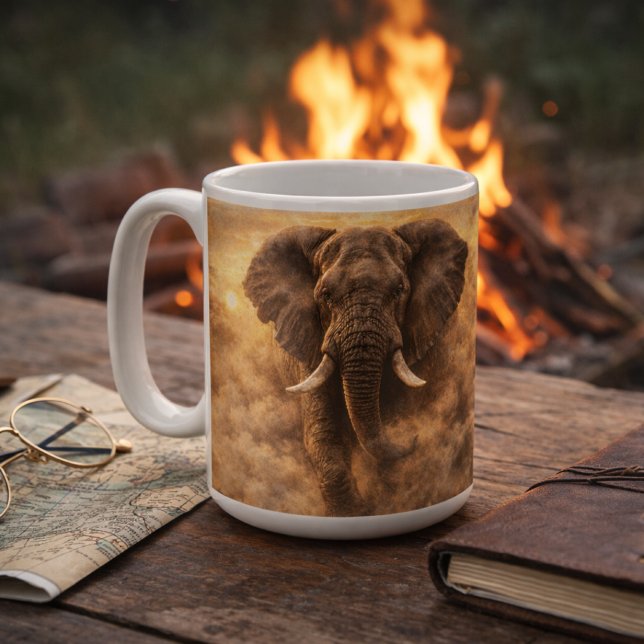 Caneca De Café Elefante Carregando | Arte de Poder da Vida Selvag (Criador carregado)