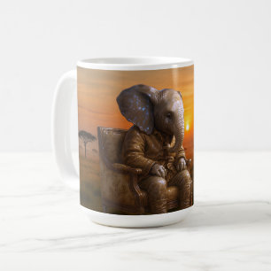 Caneca De Café Elefante Cavalheiro Safari