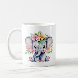 Caneca De Café Elefante Cinto-d-Água com flores