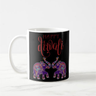 Caneca De Café Elefante Colorido Feliz Deepavali Diwali Para Hind