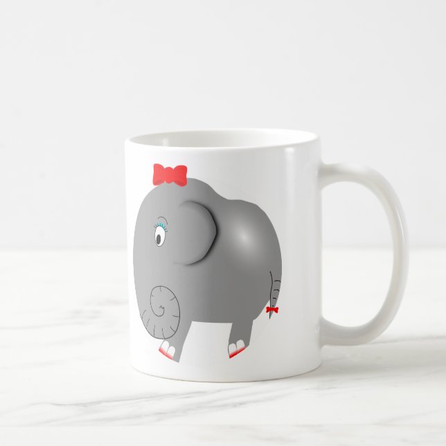 Caneca De Café Elefante com Arco Vermelho (Direita)