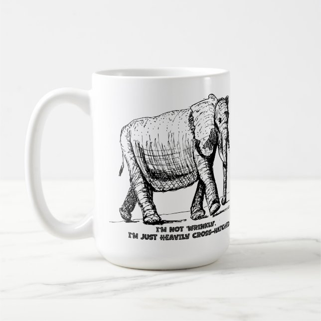 Caneca De Café Elefante com Cruzamento Pesado de Linhas (Esquerda)