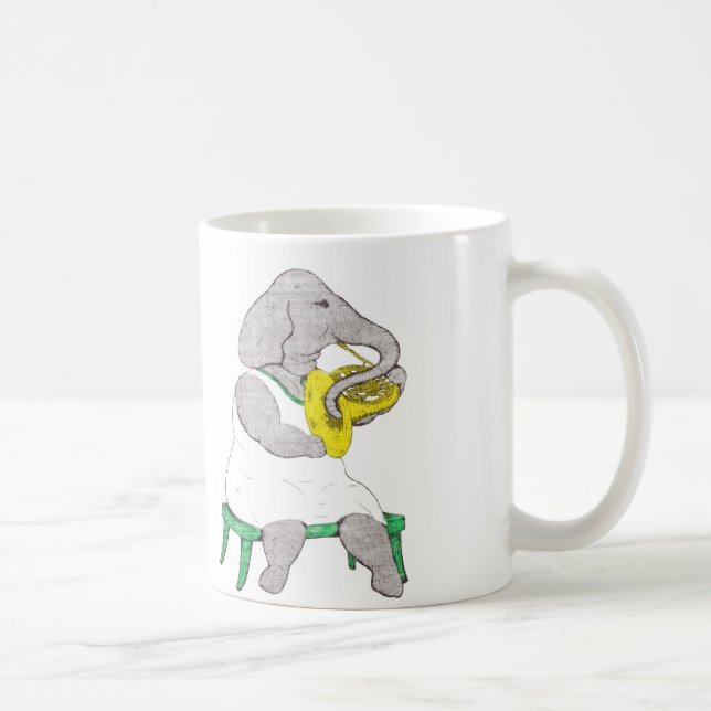 Caneca De Café Elefante com trompa francesa (Direita)