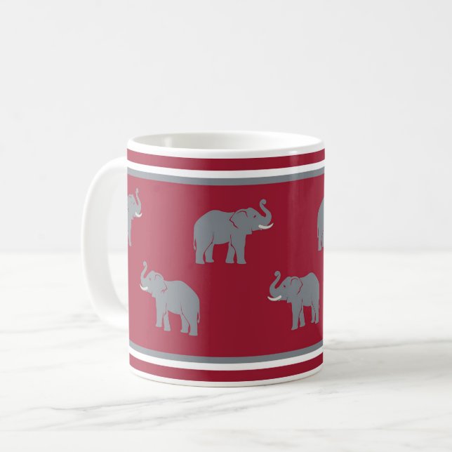 Caneca De Café Elefante Crimson e Cinzas do Alabama (Frente Esquerda)