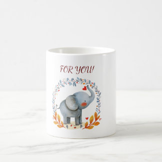 Caneca De Café elefante de aquarela pintada e fofa
