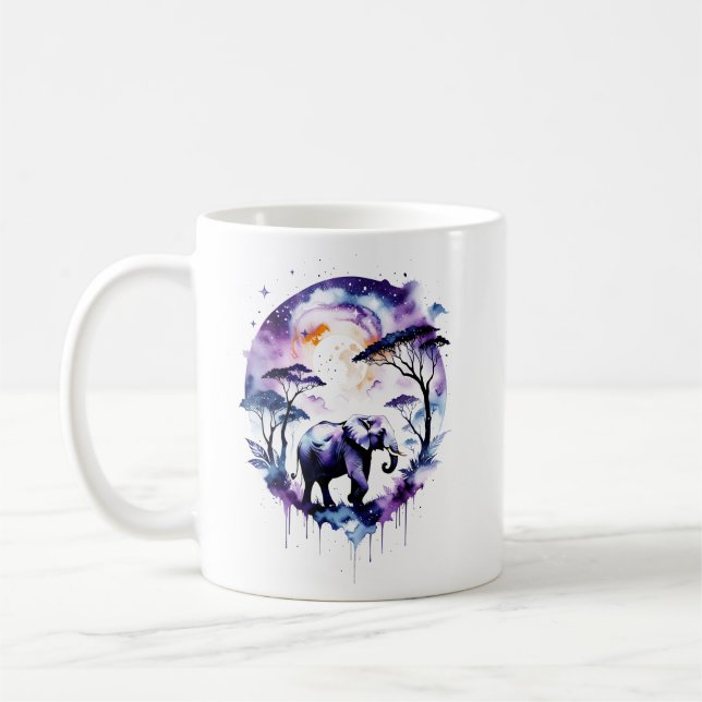 Caneca De Café Elefante de Aquarela Puro (Esquerda)