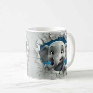 Caneca De Café Elefante De Cinza De Cartoon Que Quebra A Cinza Le