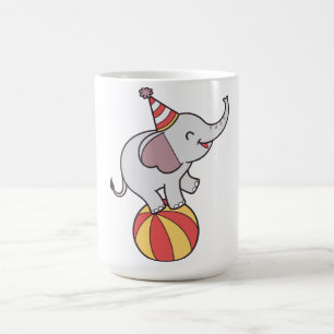 Caneca De Café Elefante de Circo Cento na Bola - Festa de anivers