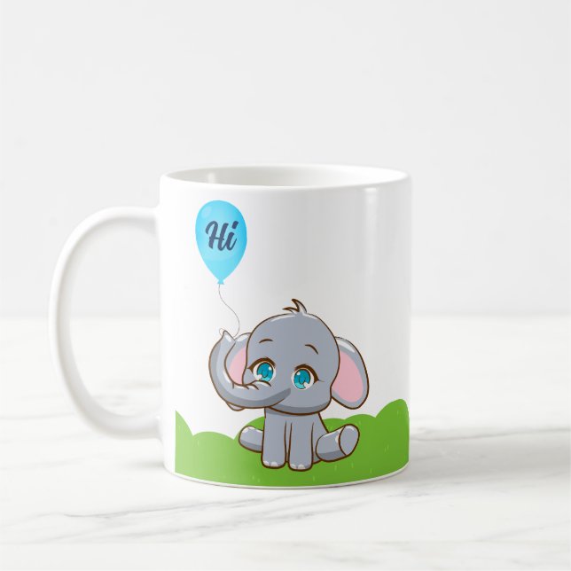 Caneca De Café Elefante de desenho animado bonito Coffee Mug (Esquerda)