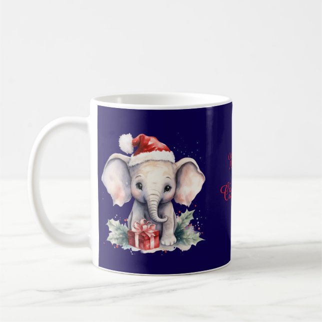Caneca De Café Elefante de Natal Fofo (Esquerda)