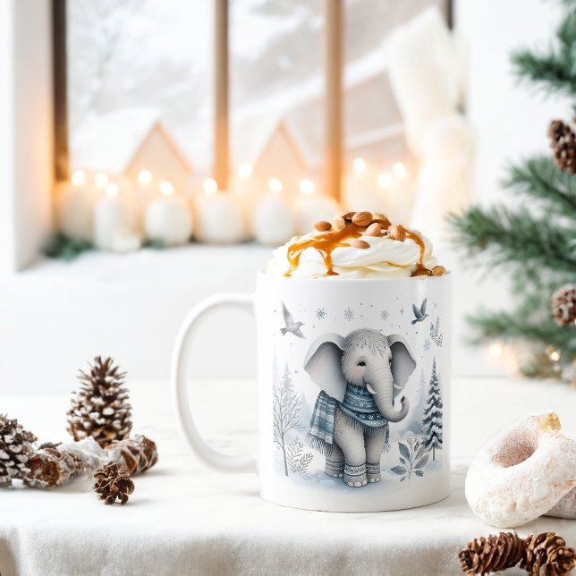 Caneca De Café Elefante de Vibes de inverno - (Criador carregado)
