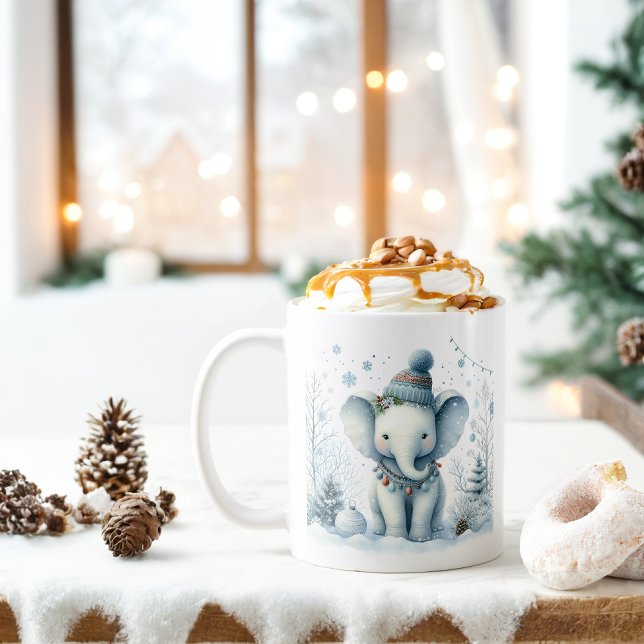 Caneca De Café Elefante de Vibes de inverno - (Criador carregado)