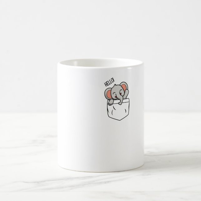Caneca De Café elefante diz olá no bolso (Centro)