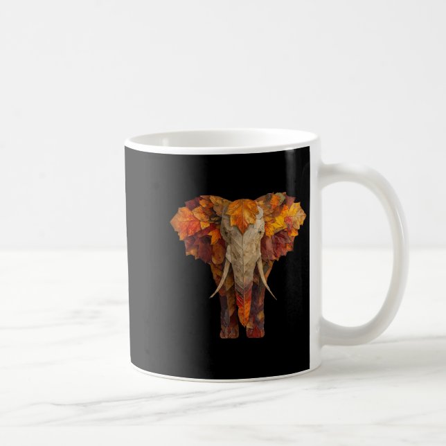 Caneca De Café Elefante do outono deixa cair a arte artística (Direita)