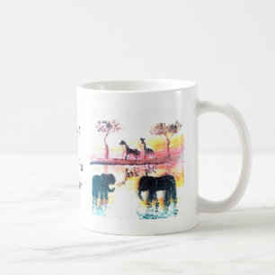 Caneca De Café Elefante do por do sol do safari, animais