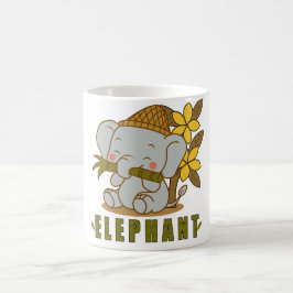 Caneca De Café elefante e flor de champa