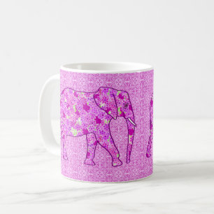 Caneca De Café Elefante flor - orquídea e magenta