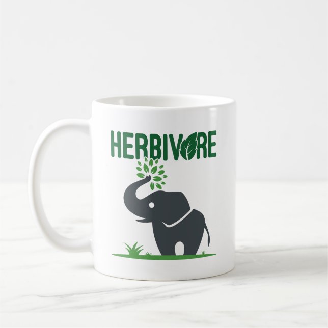 Caneca De Café Elefante Herbívoro Comendo Planta (Esquerda)