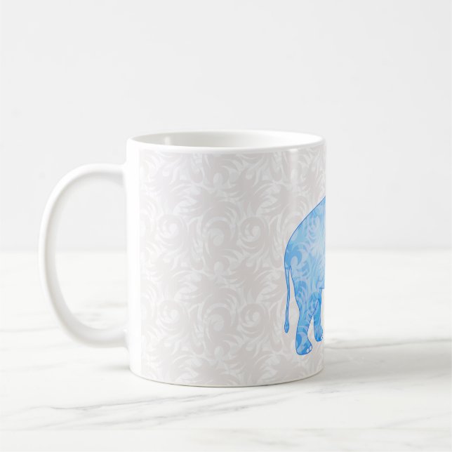Caneca De Café Elefante indiano azul do teste padrão (Esquerda)