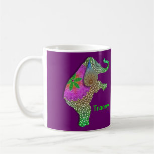 Caneca De Café Elefante Indígena Sortudo em Cores Arco-íris