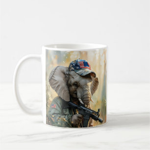 Caneca De Café Elefante MAGA legal com armas e camuflagem AMÉRICA