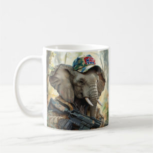 Caneca De Café Elefante MAGA legal com armas e camuflagem AMÉRICA