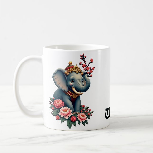 Caneca De Café Elefante num mar de ​ flores ​ (Esquerda)