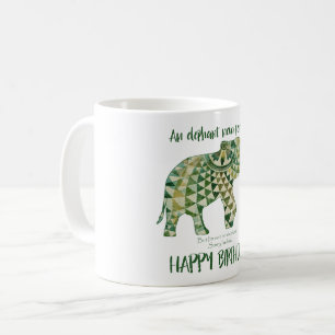 Caneca De Café Elefante Nunca Esquece - Cartão de Aniversário 1