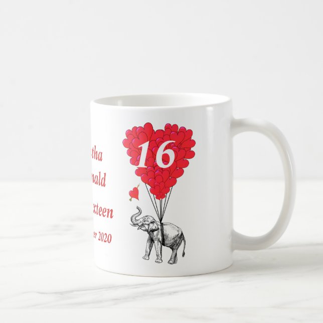 Caneca De Café Elefante personalizado Doce Dezesseis (Direita)