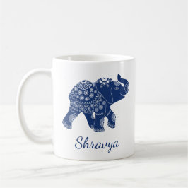 Caneca De Café Elefante Real Azul Marcado Personalizado