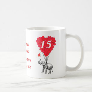 Caneca De Café Elefante romântico personalizado Quinceanera