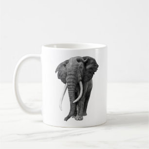 Caneca De Café Elefante-touro - Desenho a lápis
