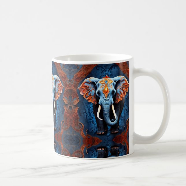 Caneca De Café Elefante Vibrante com Motifs Floral (Direita)
