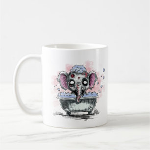 Caneca De Café Elefante Zumbi numa Banheira