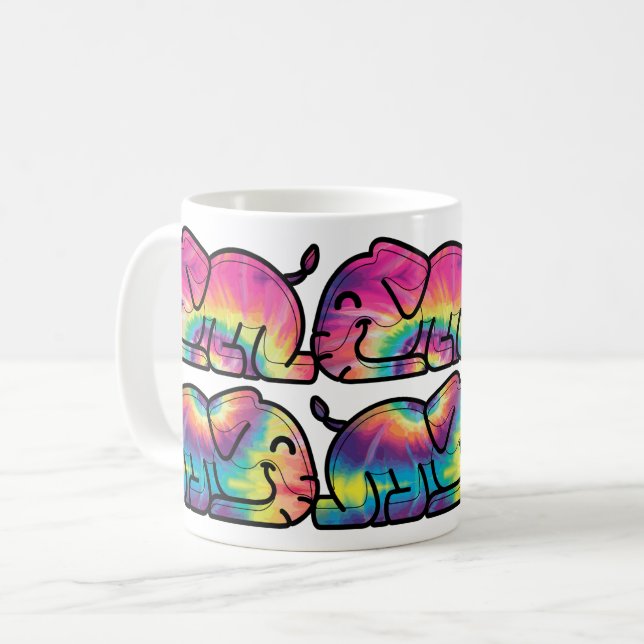 Caneca De Café Elefantes de Tie Dye Dormindo (Frente Esquerda)