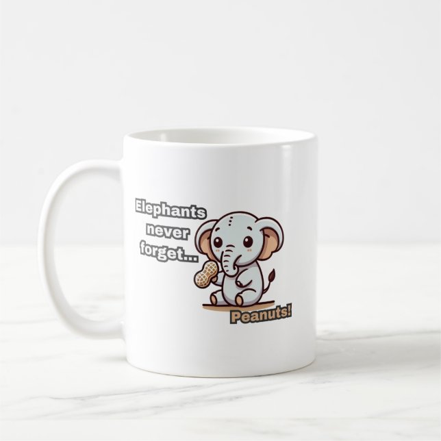 Caneca De Café Elefantes Nunca Esquecem... Amendoins! Baby Elepha (Esquerda)