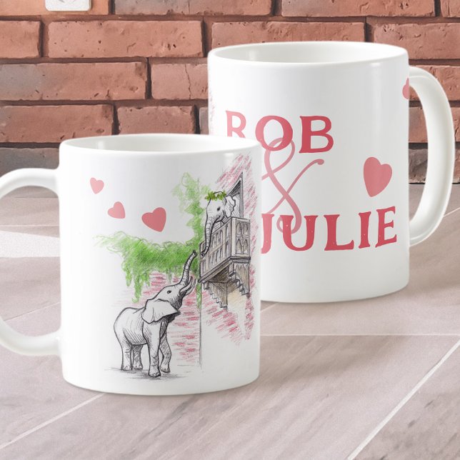 Caneca De Café Elefantes Românticos adoram Romeu e Julieta Seu No (Criador carregado)