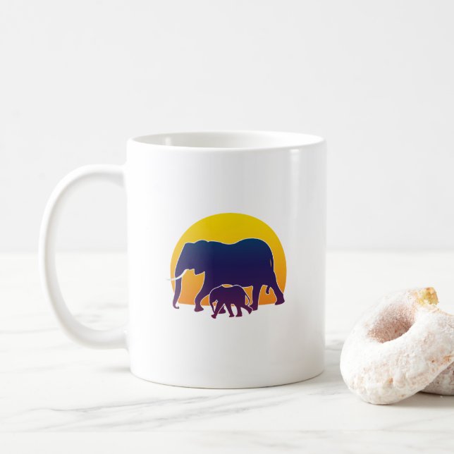 Caneca De Café Elefantes Sunset (Com Donut)