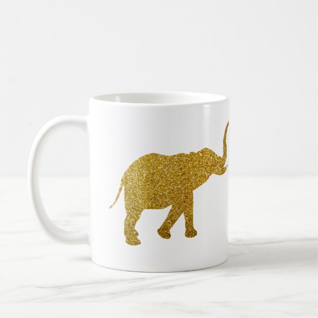 Caneca De Café Elefantes Trombeteando Dourados (Esquerda)