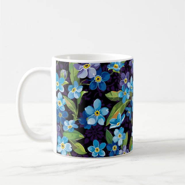 Caneca De Café Elegance Forget-Me-Not Floral Patterno (Esquerda)