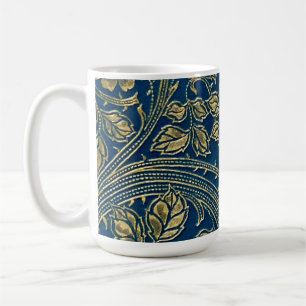 Caneca De Café Elegância Azul Dourada