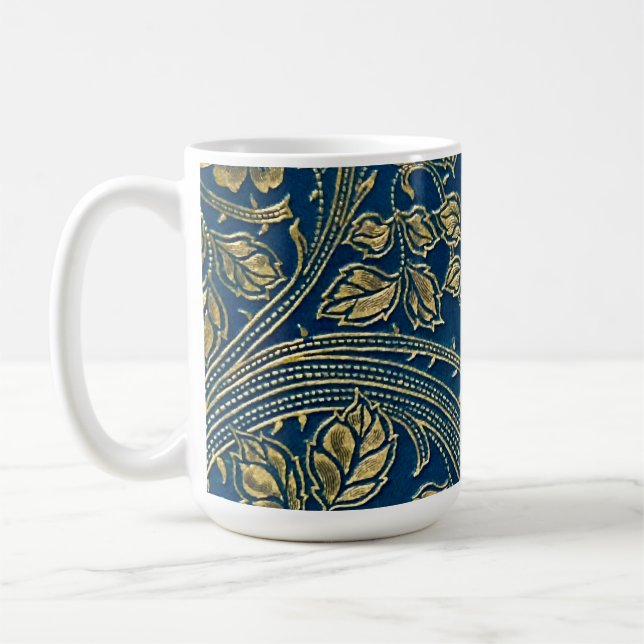 Caneca De Café Elegância Azul Dourada (Esquerda)