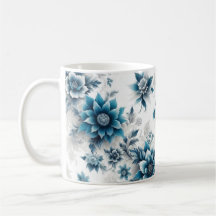 Elegância/Bloomias de Flor Azul na Mug de Café Azu