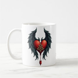 Caneca De Café Elegância celta com um coração e asas.