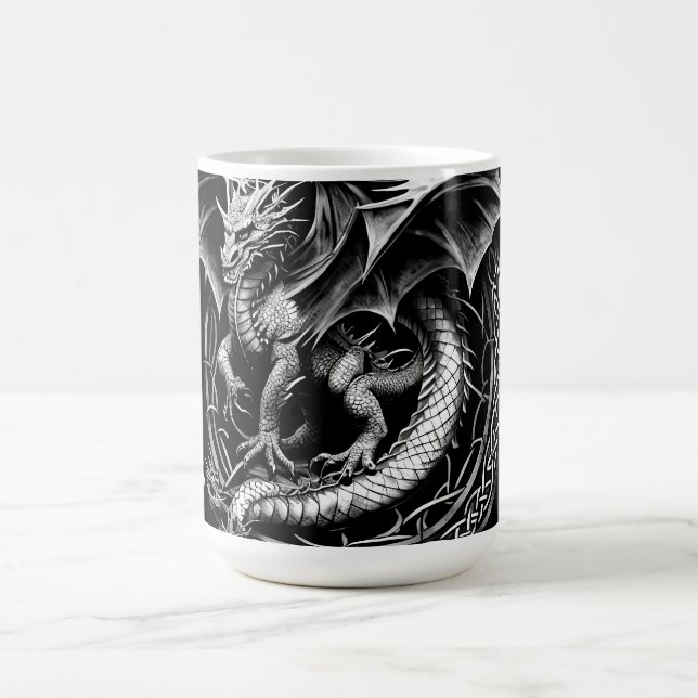 Caneca De Café Elegância Celtic Dragon: Black & Cinza Tatt (Centro)