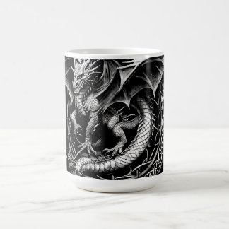 Caneca De Café Elegância Celtic Dragon: Black & Cinza Tatt